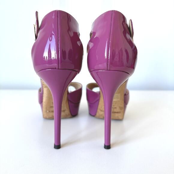 Jimmy Choo Purple Tribe Patent T-Strap Platform Heel Sandal Size 36.5 - Picture 11 of 16